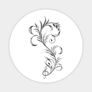 Intricate Floral Design with a Beautiful Music Clef Magnet